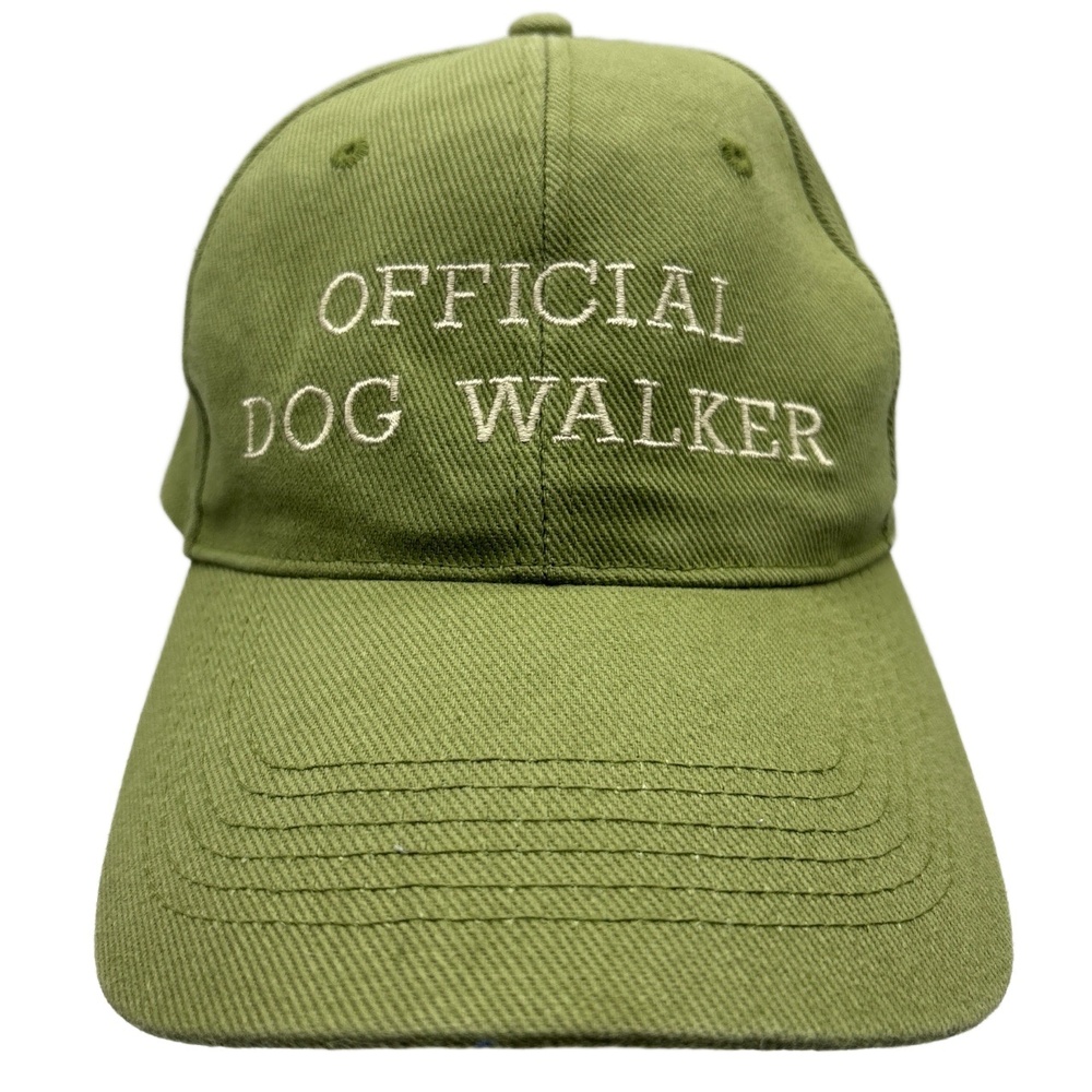 Official Dog Walker Hat Green Embroidered Adjustable Dad Cap 100% Cotton Taiwan